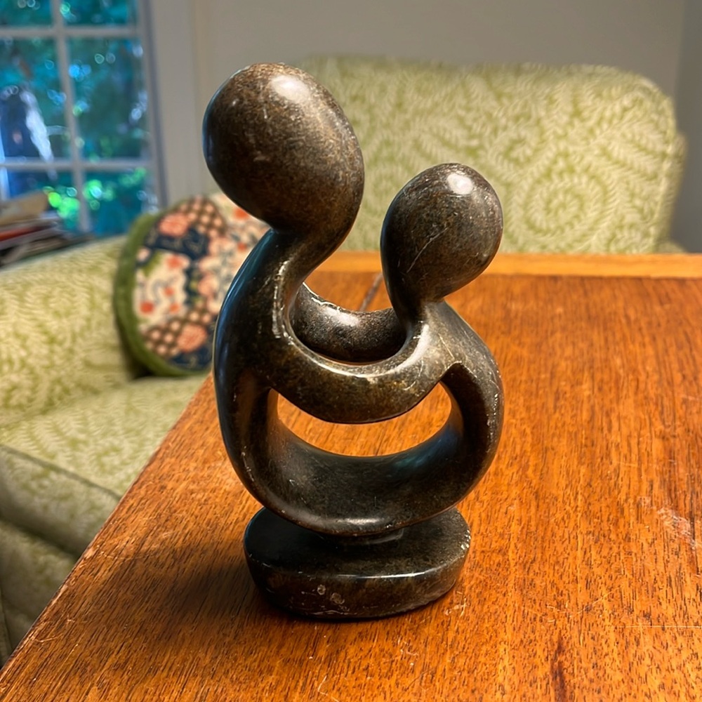 Soapstone parent and child statue